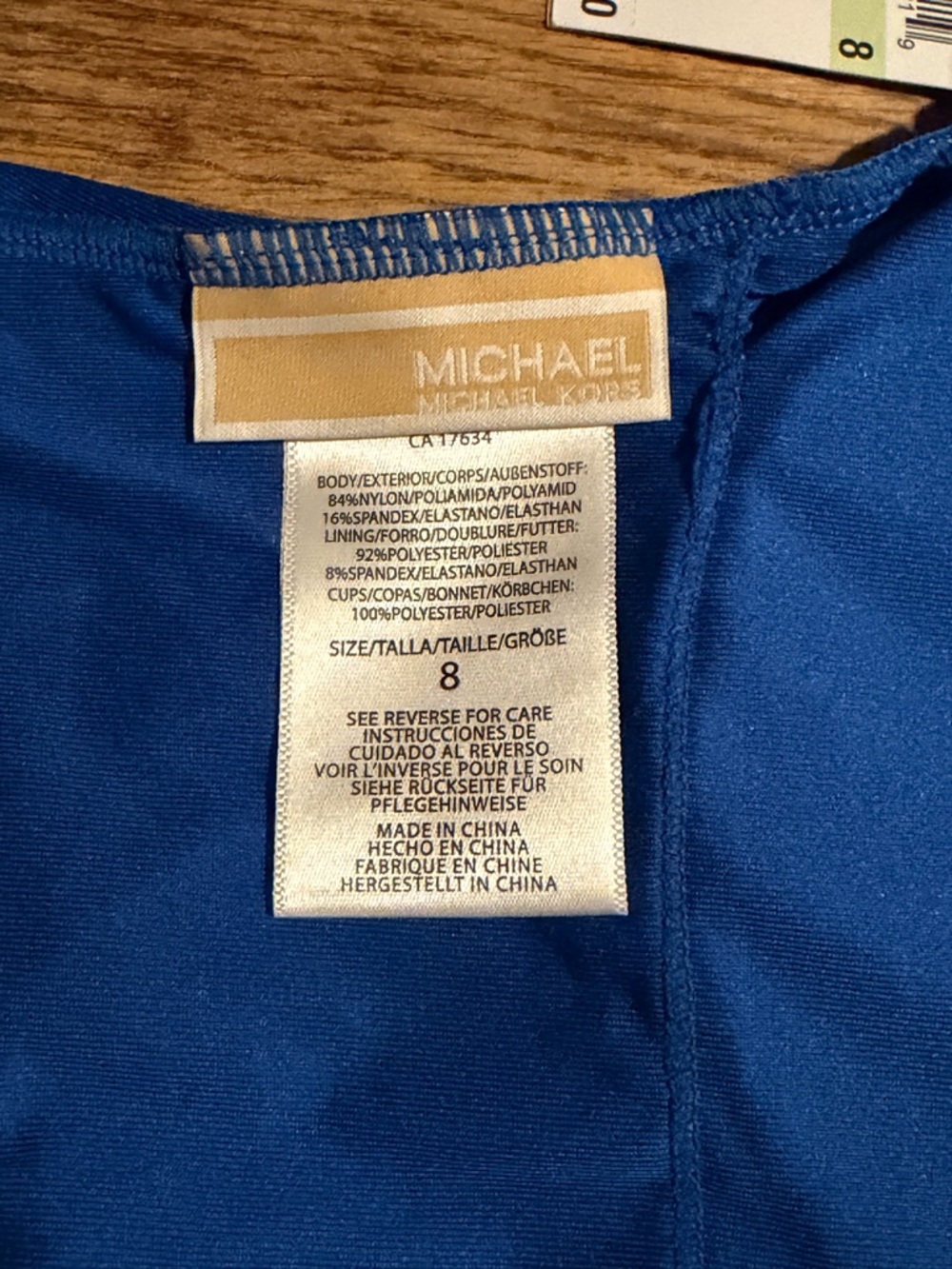 MICHAEL Michael Kors Blue and Black Striped One-Piece Swimsuit with Front Zip - Picture 6 of 8